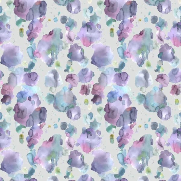 Cloudburst Fabric - Damson by blue botanical cotton fabric from Voyage Maison
