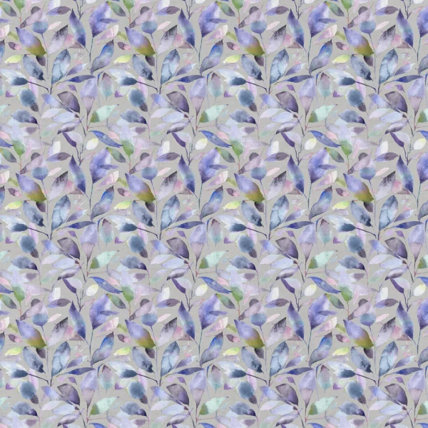 Brympton Fabric - Heather / Stone by purple botanical cotton fabric from Voyage Maison