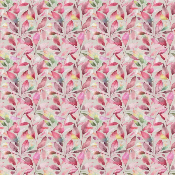 Brympton Fabric - Raspberry by pink botanical cotton fabric from Voyage Maison