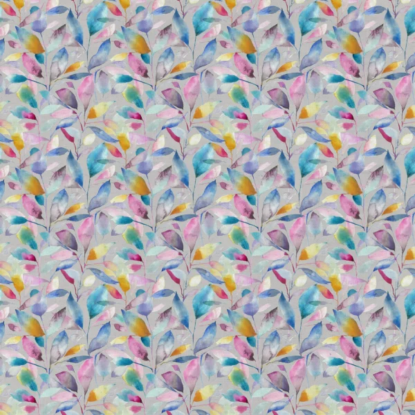 Brympton Fabric - Lotus / Stone by multicolour botanical cotton fabric from Voyage Maison