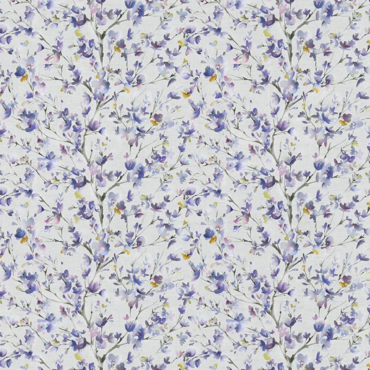 purple botanical cotton fabric from Voyage Maison
