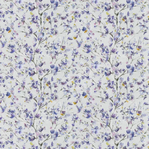 Belsay Fabric - Heather by purple botanical cotton fabric from Voyage Maison