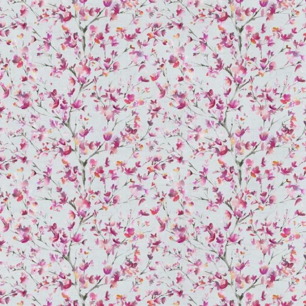 Belsay Fabric - Peony / Dove by pink botanical cotton fabric from Voyage Maison