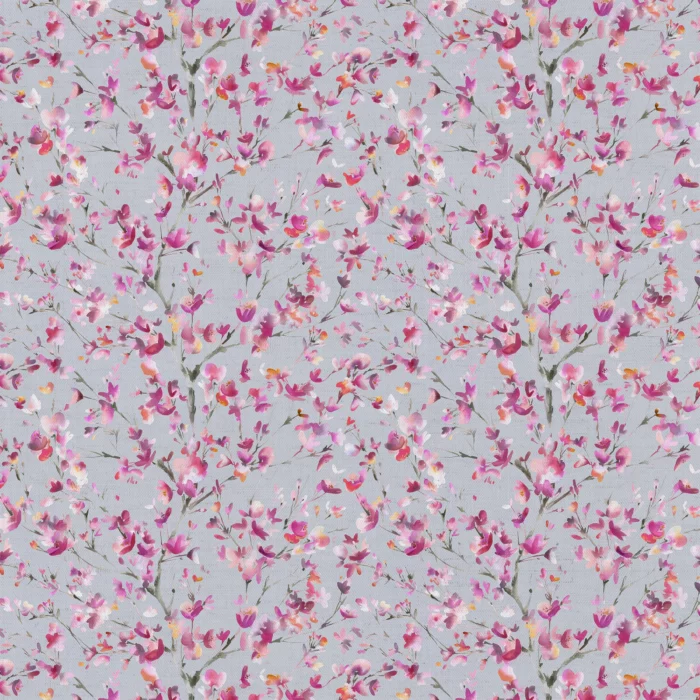 Belsay Fabric - Peony / Silver swatch