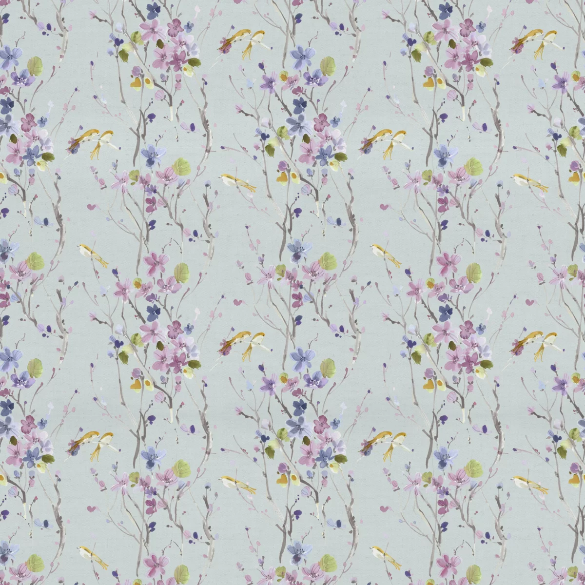 Armathwaite Fabric - Violet / Duckegg by green animal cotton fabric from Voyage Maison