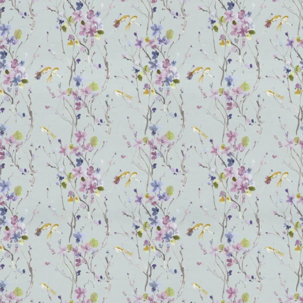Armathwaite Fabric - Violet / Duckegg by green animal cotton fabric from Voyage Maison