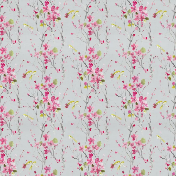 Armathwaite Fabric - Blossom / Silver by pink animal cotton fabric from Voyage Maison