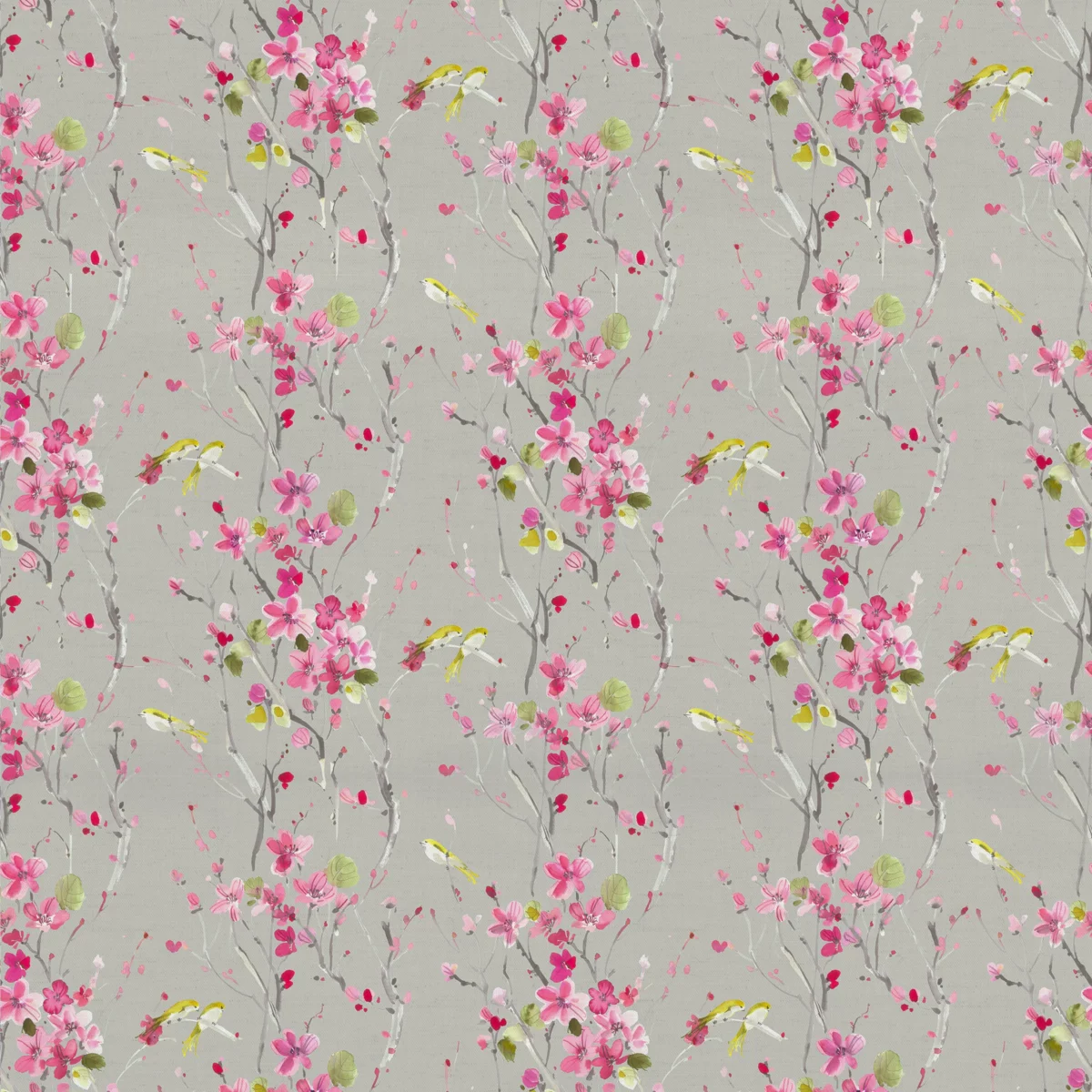 Armathwaite Fabric - Blossom / Sand by black-grey animal cotton fabric from Voyage Maison