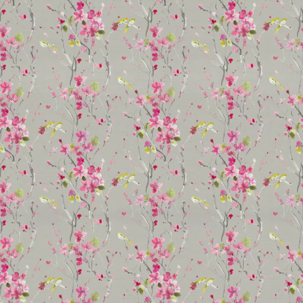 Armathwaite Fabric - Blossom / Sand by black-grey animal cotton fabric from Voyage Maison