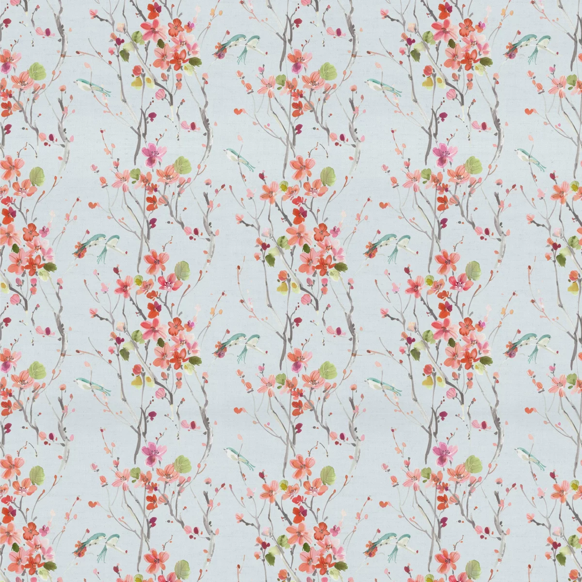 Armathwaite Fabric - Coral / Dove by blue animal cotton fabric from Voyage Maison
