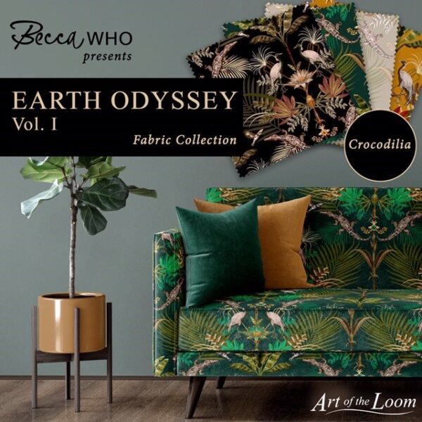 Crocodilia Fabric - Sunset by Crocodilia Fabric - Sunset from