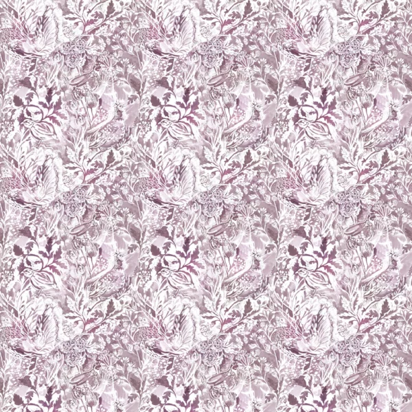 Rothesay Fabric - Damson by purple animal cotton fabric from Voyage Maison