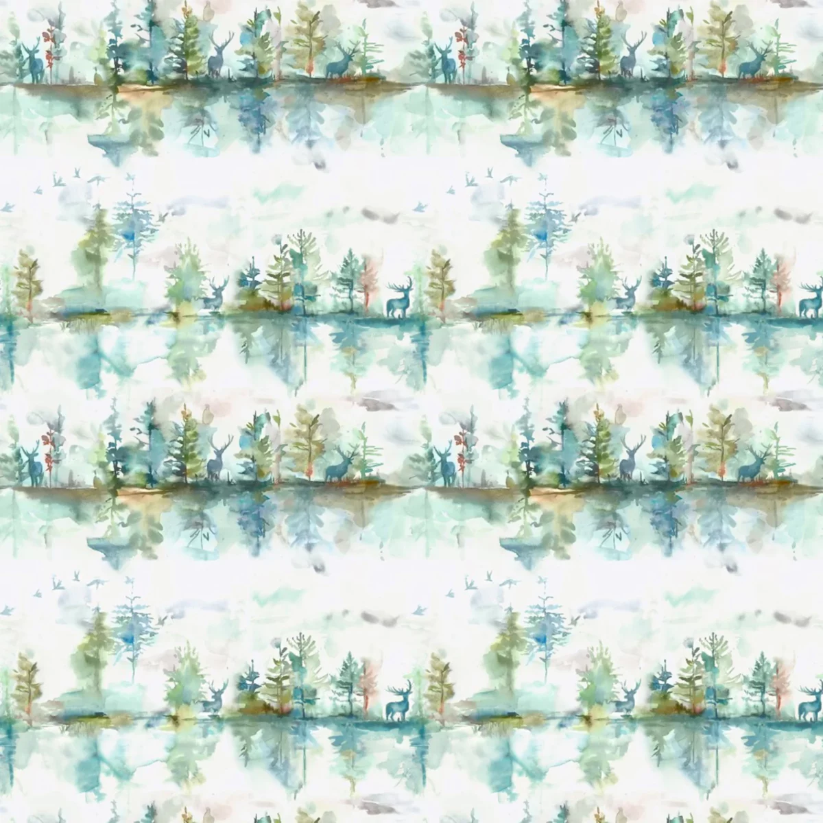 Wilderness Fabric - Topaz Linen by blue animal cotton fabric from Voyage Maison