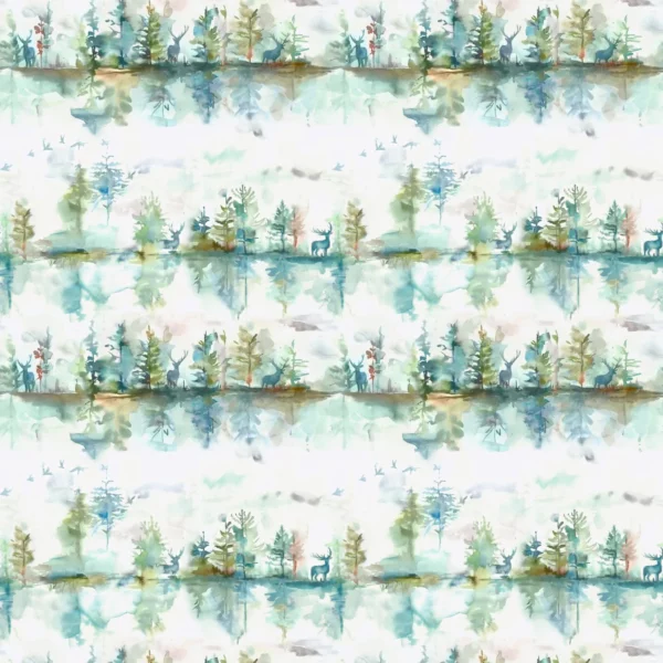 Wilderness Fabric - Topaz Linen by blue animal cotton fabric from Voyage Maison
