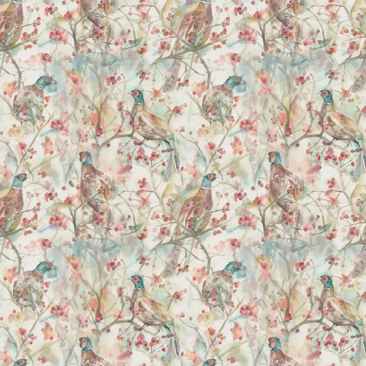 Blackberry Row Fabric - Cream by multicolour animal cotton fabric from Voyage Maison
