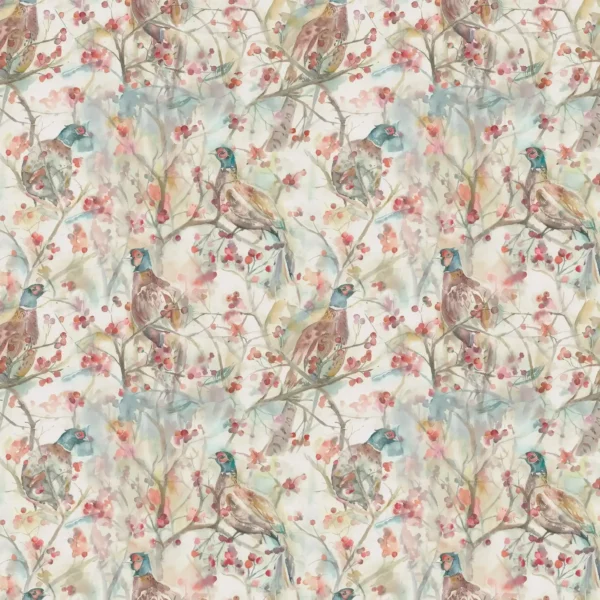Blackberry Row Fabric - Cream by multicolour animal cotton fabric from Voyage Maison