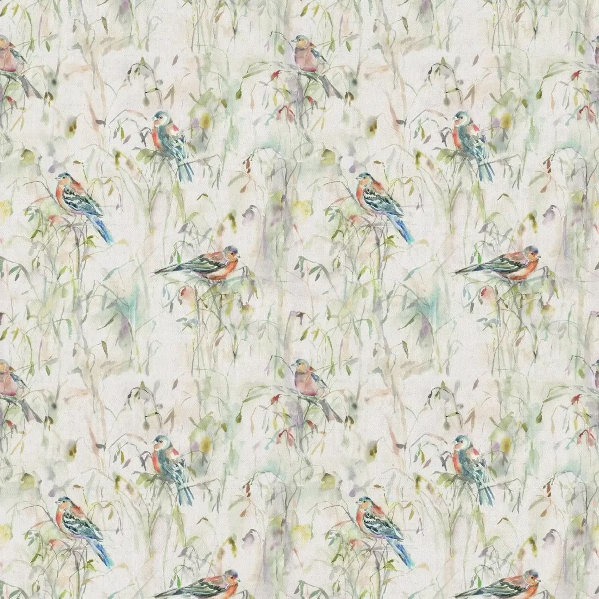 Chaffinch Fabric - Cream by neutral animal cotton fabric from Voyage Maison