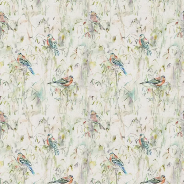 Chaffinch Fabric - Cream by neutral animal cotton fabric from Voyage Maison