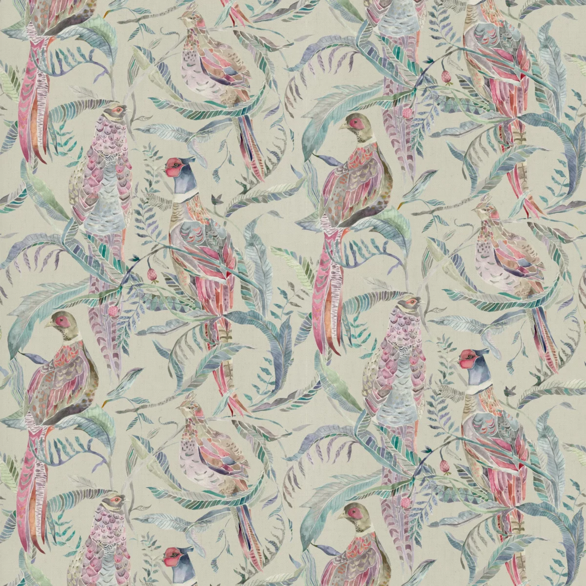 Torrington Fabric - Loganberry by multicolour animal printed fabric from Voyage Maison