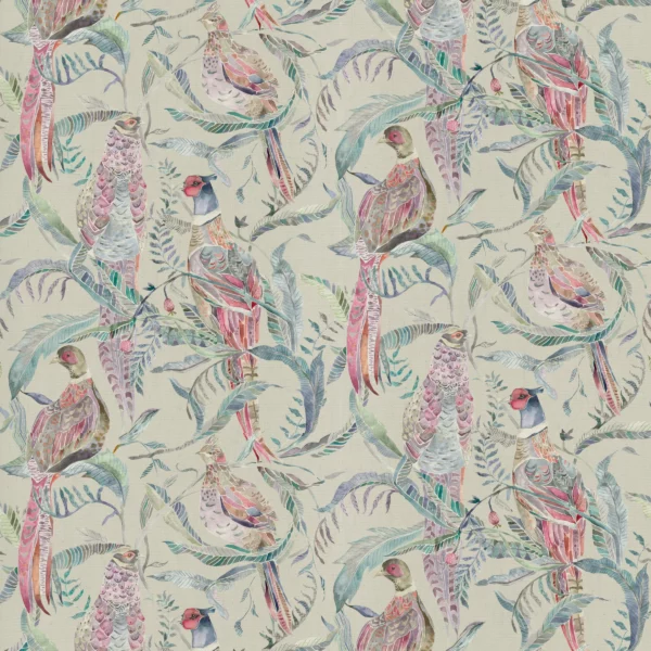 Torrington Fabric - Loganberry by multicolour animal printed fabric from Voyage Maison