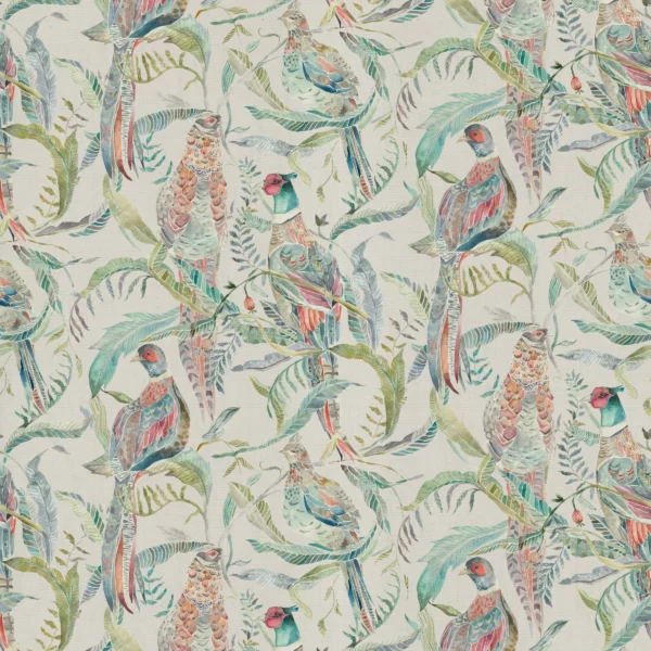 Torrington Fabric - Pomegranate by multicolour animal printed fabric from Voyage Maison