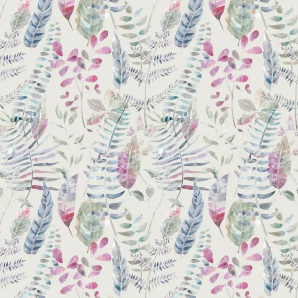 Kenton Fabric - Loganberry Parchment by multicolour botanical printed fabric from Voyage Maison