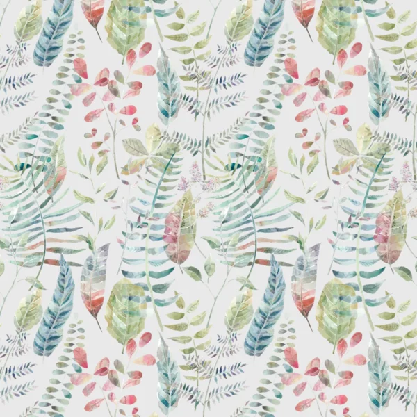 Kenton Fabric - Pomegranate Silver by multicolour botanical printed fabric from Voyage Maison