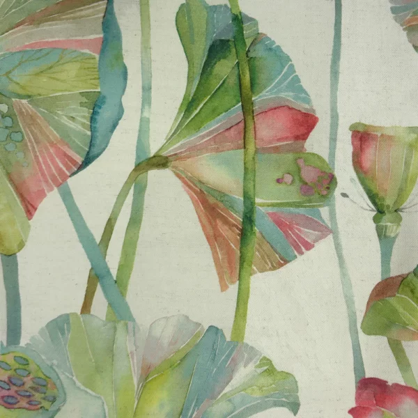 Cheriton Fabric - Pomegranate by green botanical printed fabric from Voyage Maison