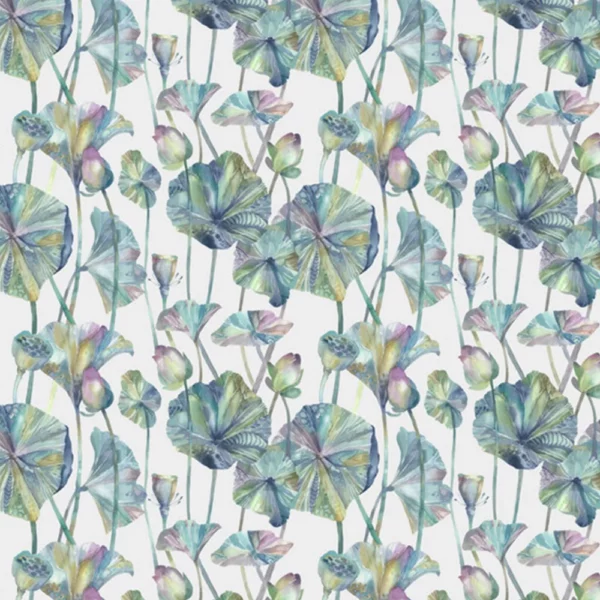 Cheriton Fabric - Skylark by blue botanical printed fabric from Voyage Maison
