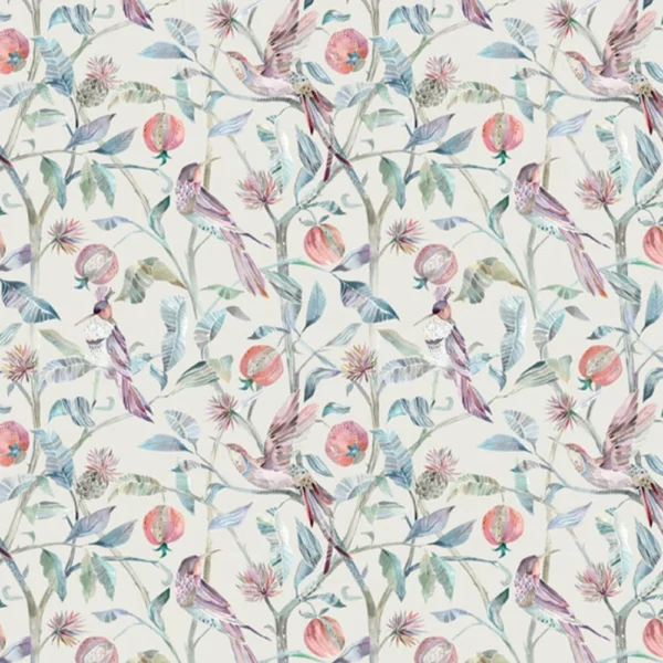 Colyford Fabric - Loganberry Cream by multicolour animal printed fabric from Voyage Maison