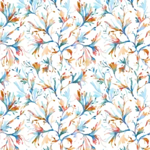 blue botanical cotton fabric from Voyage Maison
