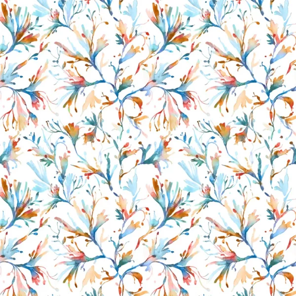 Seaweed Fabric - Cobalt by blue botanical cotton fabric from Voyage Maison