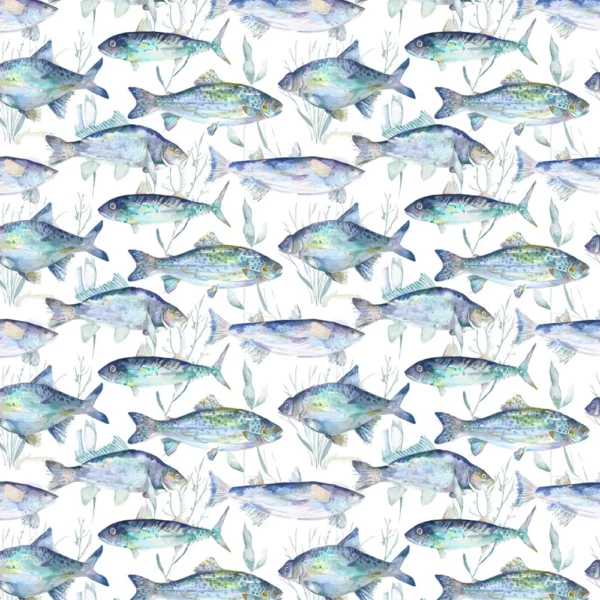 Ives Waters Fabric - Cobalt by blue animal cotton fabric from Voyage Maison