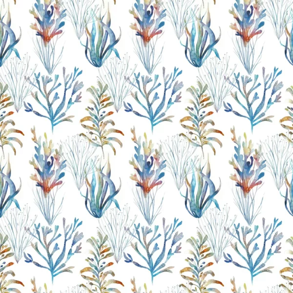 Coral Reef Fabric - Cobalt by multicolour botanical cotton fabric from Voyage Maison