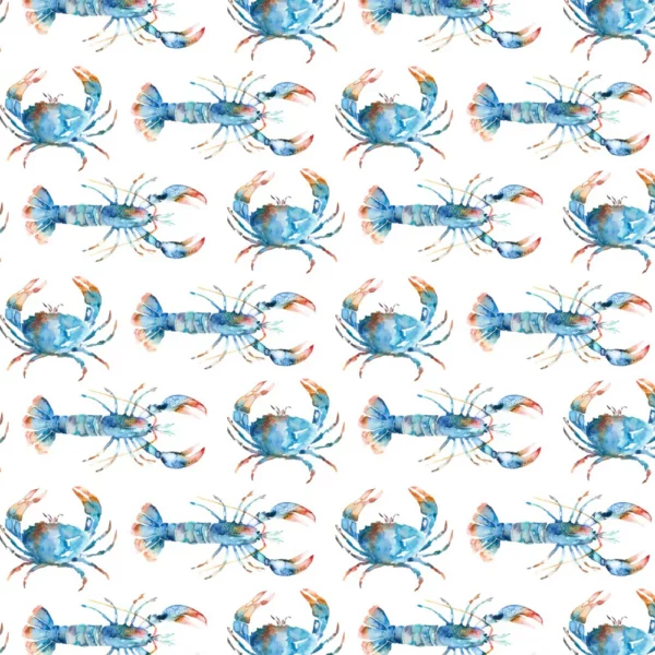 Crustaceans Fabric - Cobalt by blue animal cotton fabric from Voyage Maison