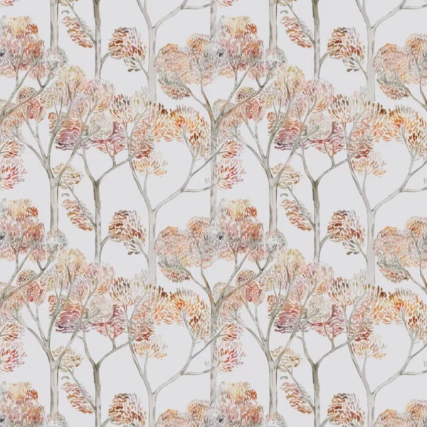 Nippon Fabric - Linen Tourmaline by orange botanical printed fabric from Voyage Maison