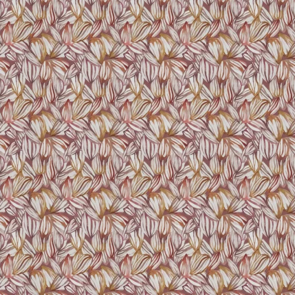 Topia Fabric - Amber by orange botanical printed fabric from Voyage Maison