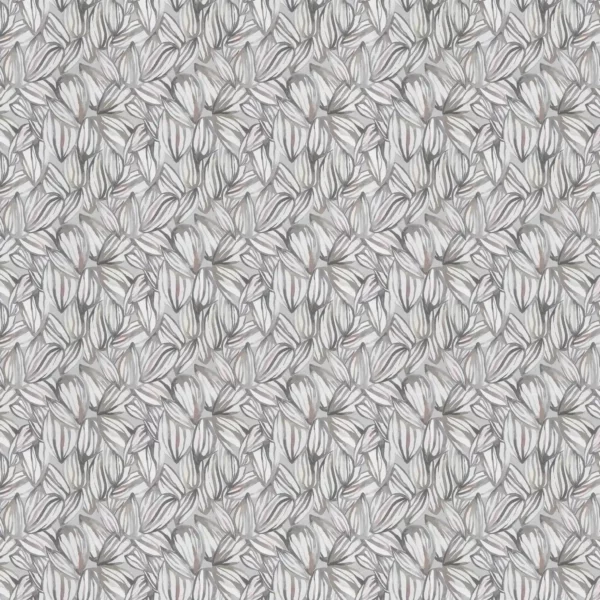 Topia Fabric - Bamboo by black-grey botanical printed fabric from Voyage Maison