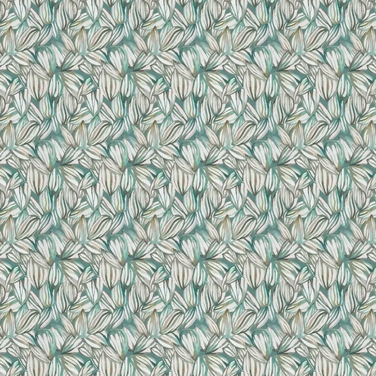 Topia Fabric - Emerald by green botanical printed fabric from Voyage Maison