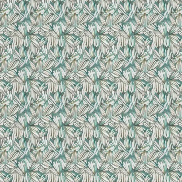 Topia Fabric - Emerald by green botanical printed fabric from Voyage Maison