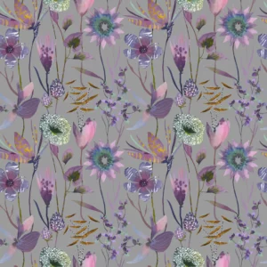 black-grey botanical cotton fabric from Voyage Maison