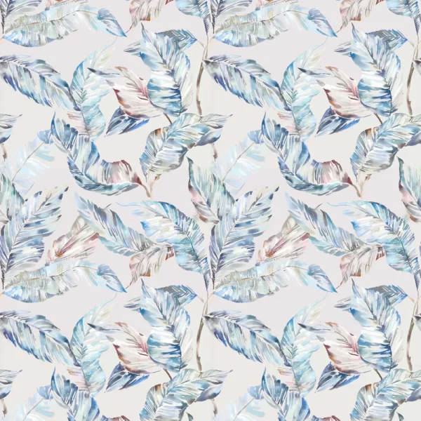 Mizuna Fabric - Cobalt by blue botanical printed fabric from Voyage Maison