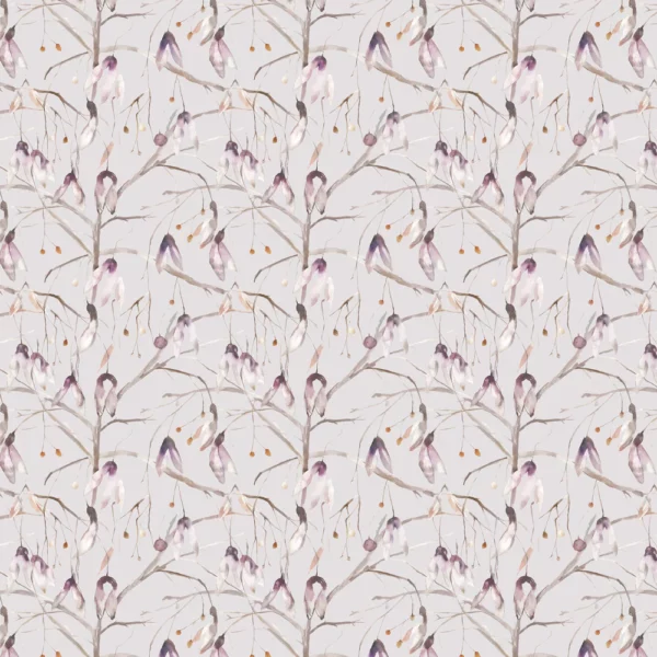 Nara Fabric - Tourmaline by purple botanical printed fabric from Voyage Maison