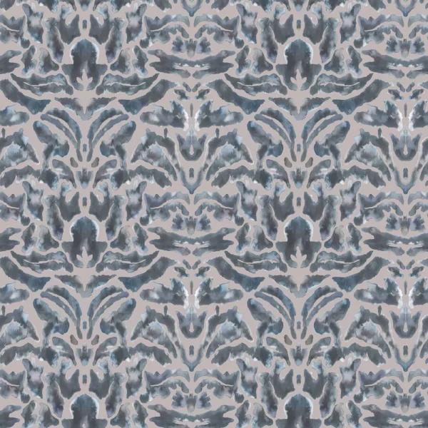 Nikko Fabric - Bamboo by black-grey traditional velvet-chenille fabric from Voyage Maison