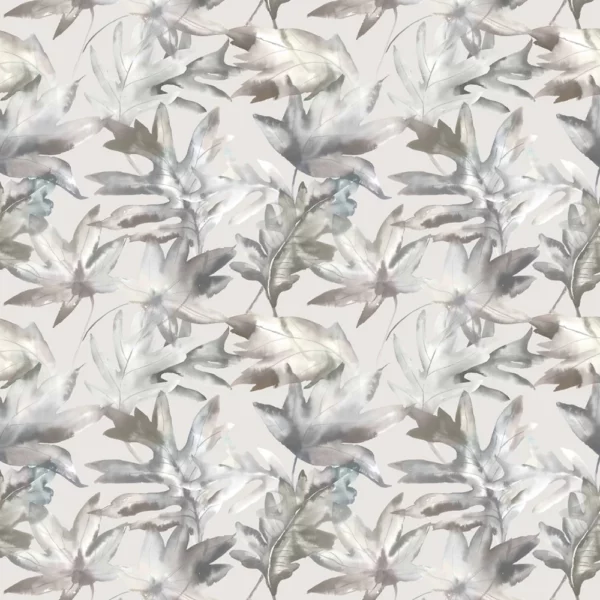 Kimino Fabric - Bamboo by black-grey botanical printed fabric from Voyage Maison