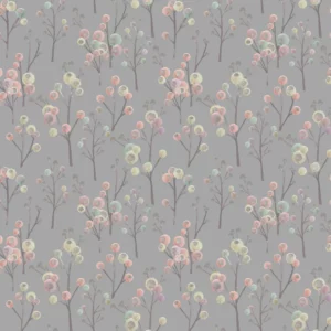 black-grey botanical cotton fabric from Voyage Maison