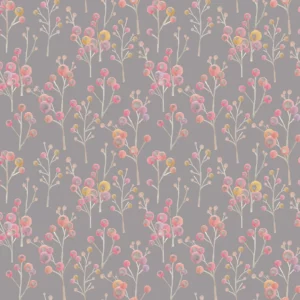 black-grey botanical cotton fabric from Voyage Maison