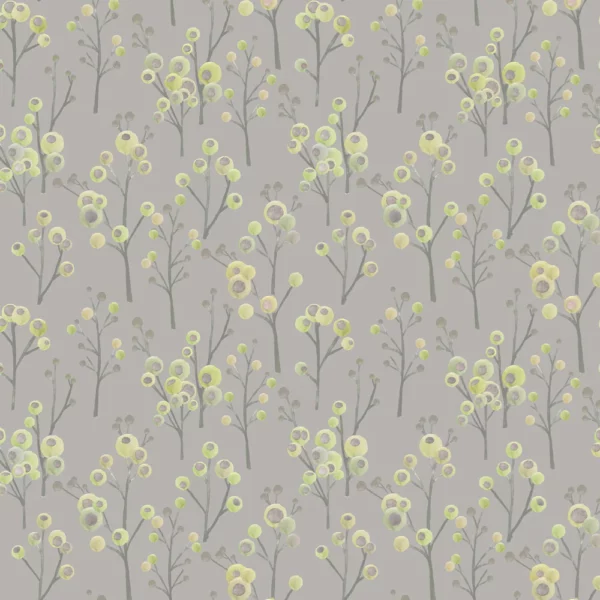 Ichiyo Blossom Fabric - Sage by black-grey botanical cotton fabric from Voyage Maison