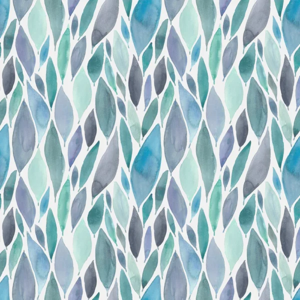Koyo Fabric - Aqua by blue botanical cotton fabric from Voyage Maison