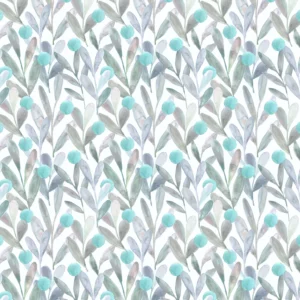 blue botanical cotton fabric from Voyage Maison